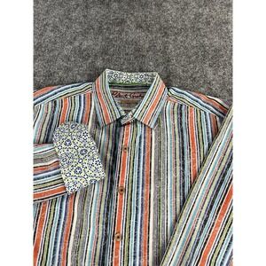 Robert Graham Exclusive Flip Cuff Button Down Shirt Mens Large Loud Floral EUC